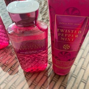Bath and body twisted peppermint body wash and lotion